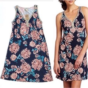 NEW Lucky Brand Cotton Floral V-neck Dress, Medium